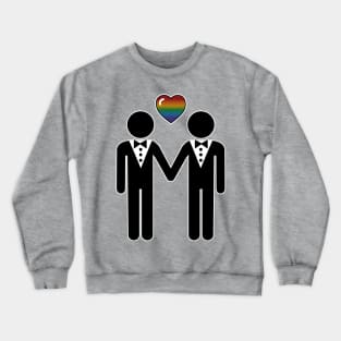 Gay Silhouette Grooms with Rainbow Colored Pride Heart Crewneck Sweatshirt